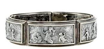 Antique Silver and Gold Repousse Bracelet with Hallmarks